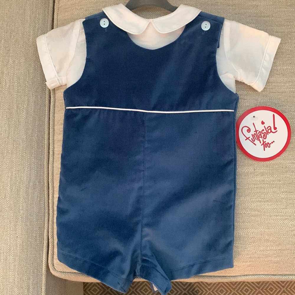 Fantasia Too Blue Velvet Shortall Set
